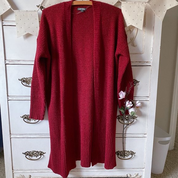 wild fable Sweaters - Wild Fable Basic Red Knit Open Front Longline Duster Cardigan Sweater